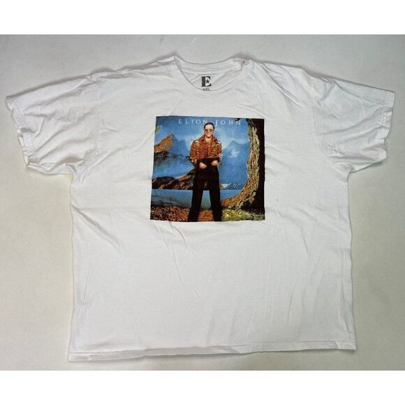 Elton John Graphic T-shirt Men XXL White Short Sleeve Music - Picture 1 of 6
